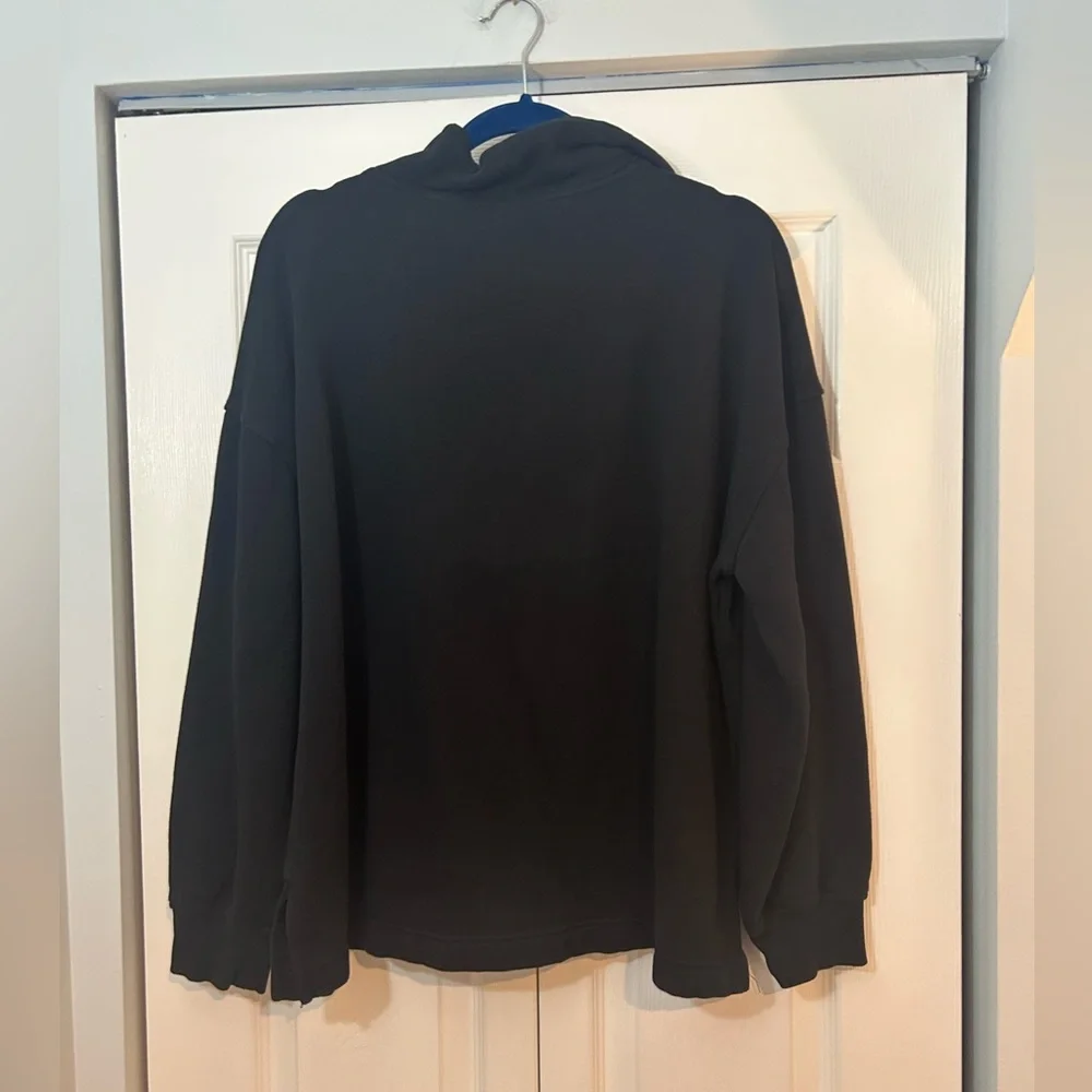 Old Navy Black Half Zip Pullover Sweatshirt Fleece Lined Women’s Large - Picture 7 of 7